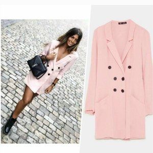 Zara Pink Suit Dress with Pockets Size XS NWT